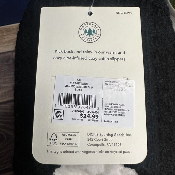 NWT Northeast Outfitters Women's Cozy Cabin Slippers Size S/M (Diamond Black) - Picture 7 of 9